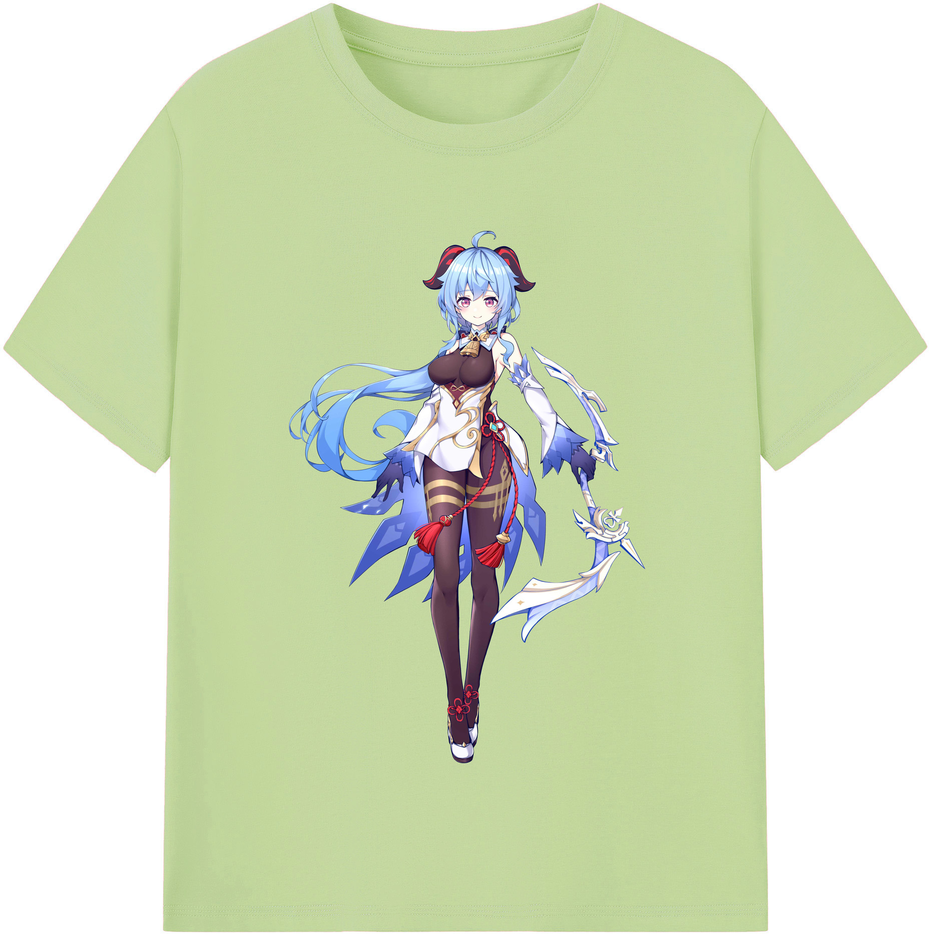 げんし神 甘雨 かんう genshin Ganyu 綿100％半袖Tシャツ（フロントプリント）
